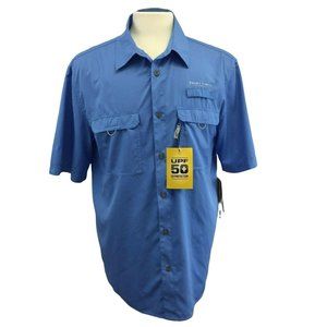 Field Stream Fishing Shirt Mens M Blue UPF 50 S/S SmartCool Rodkeeper